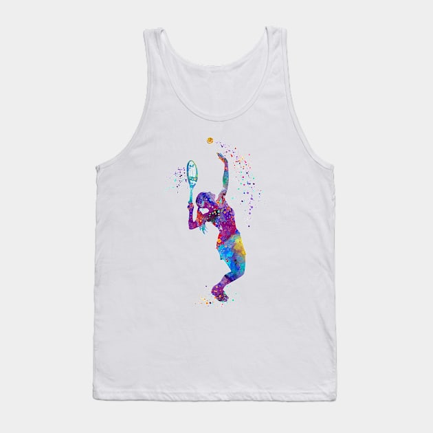 Tennis Girl Watercolor Painting Art Print Gifts Tank Top by LotusGifts